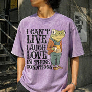 Live Laugh Love Under These Conditions Vintage Washed T-Shirt in Purple