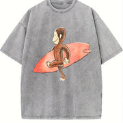 Curious Georgee Surfing Vintage Washed T-Shirt in Gray