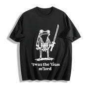 Focused Samurai Frog Cotton T-Shirt in Black