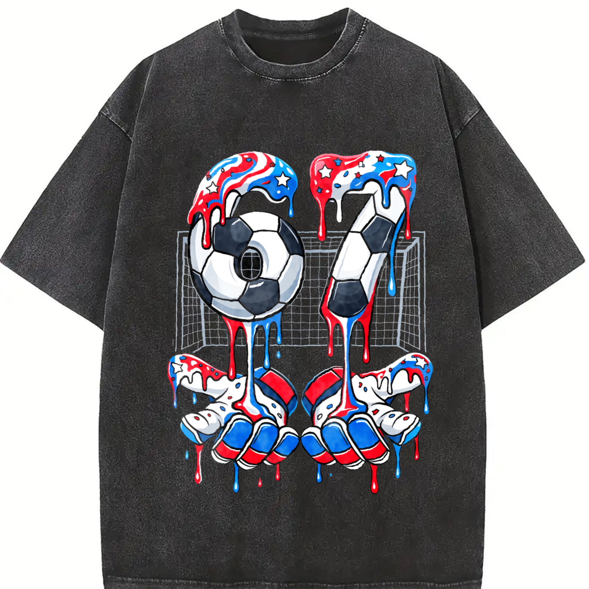 USA 67 Soccer Vintage Washed T-Shirt in Black
