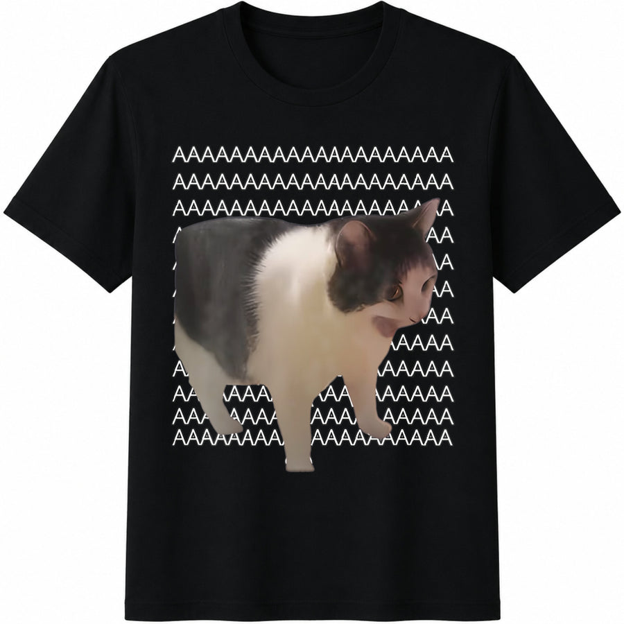 Screaming Cat Memet Cotton T-Shirt in Black