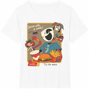 Digital Circus Spudsys Gangle Jax Fast Food Retro Cotton T-Shirt in White