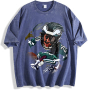 Saquon Night Jump Over Philadelphia Football Star Custom vintage washed oversized T-shirt in Blue