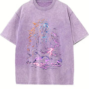 Lightning Horse 90s Vintage Washed T-Shirt in Purple