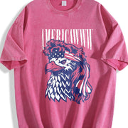 Americawww Sarcastic Fourth of July Bald Eagle for Classic Vintage Washed T-Shirt in Red
