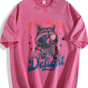 Retro First of All I'm a Delight Raccoon 4th of July 90s Vintage Washed T-Shirt in Red