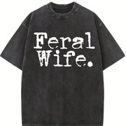 Feral Wife Cowgirl Feral Era Vintage Washed T-Shirt in Black