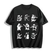 Animals Playing Music Cotton T-Shirt in Black