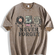 Omen's 90S Retro Floppy Disk & Up Graphics Vintage Washed T-Shirt in Brown