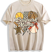 Ballpark Mama Vintage Washed T-Shirt in Beige