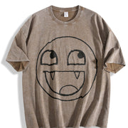 Epic Face Vampire Y2K Goth Emo Scene Tapout Affliction vintage washed oversized T-shirt in Brown