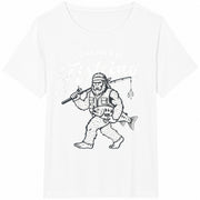 Bigfoot Fishing Fisherman Cotton T-Shirt in White