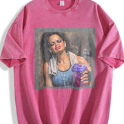Glam Doll with a Shaker Bottle Vintage Washed T-Shirt in Red
