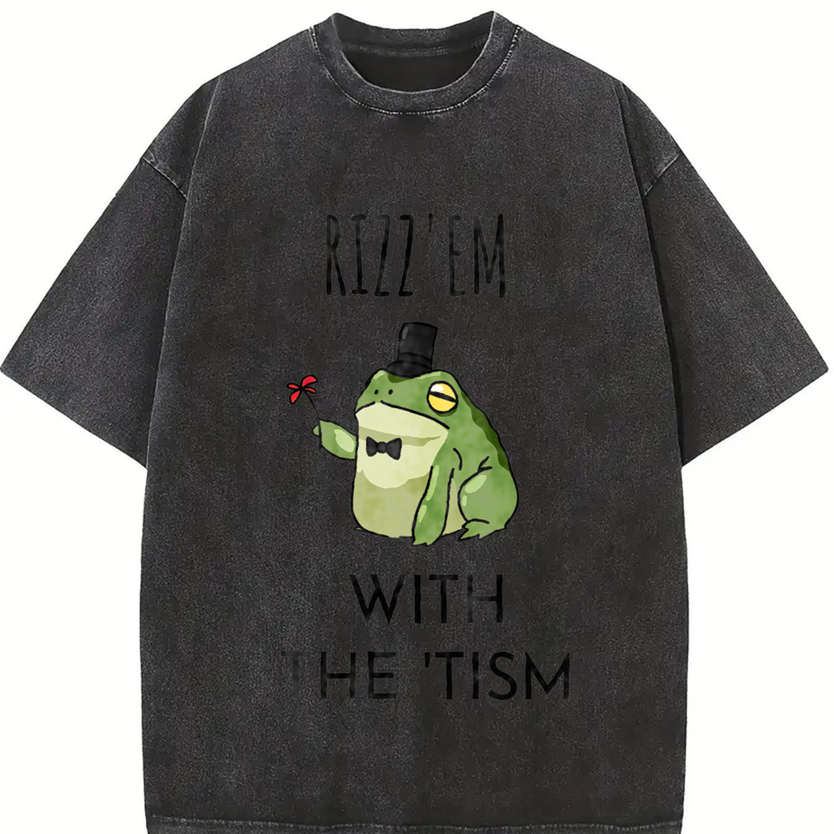 Rizz Em with the Tism Vintage Washed T-Shirt in Black