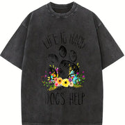 DOGS HELP Vintage Washed T-Shirt in Black