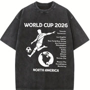 World Cup 2026 North America Host Cities Silhouette Vintage Washed T-Shirt in Black