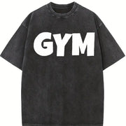 Dumbell Barbell Vintage Washed T-Shirt in Black