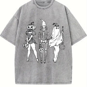 Halloween Spooky Girl Squad Vintage Washed T-Shirt in Gray