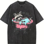 Meme Raccoon Raccoons Vintage Washed T-Shirt in Black