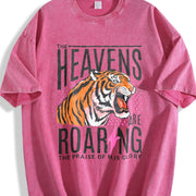 The Heavens Are Roaring Bible Verse Religious vintage washed oversized T-shirt in Red