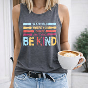 Be Kind Women's Color Cotton Tank Top in Gray