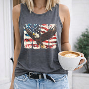 Land of the Free Because of the Brave Fourth of July Women's Color Cotton Tank Top in Gray