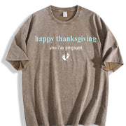 Thanksgiving Pregnancy Reveal Vintage Washed T-Shirt in Brown