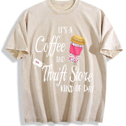 Letter Coffee for Spring Vintage Washed T-Shirt in Beige
