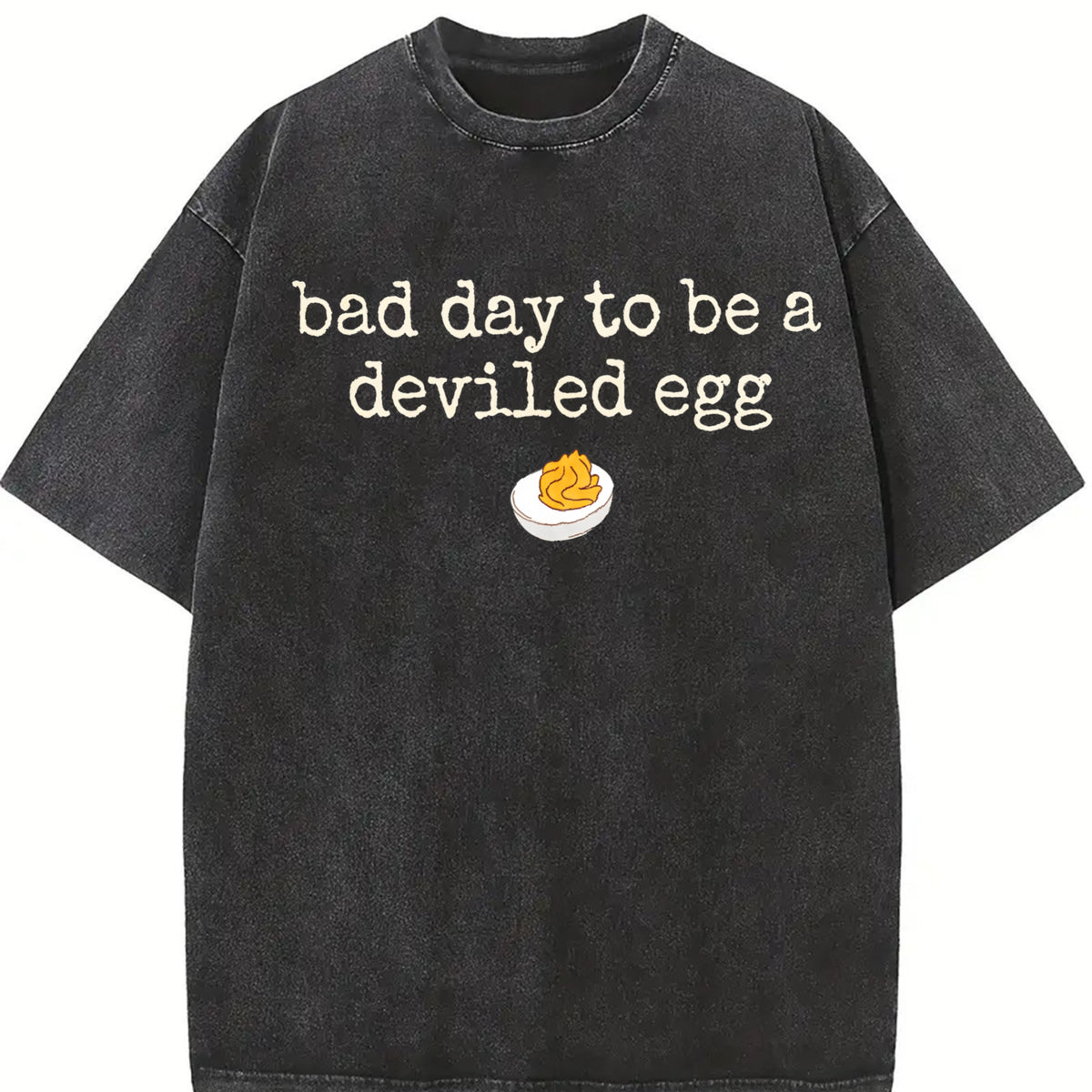 Bad Day To Be A Deviled Egg Thanksgiving Dinner vintage washed oversized T-shirt in Black