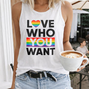 LOVE WHO YOU WANT Women's Color Cotton Tank Top in White