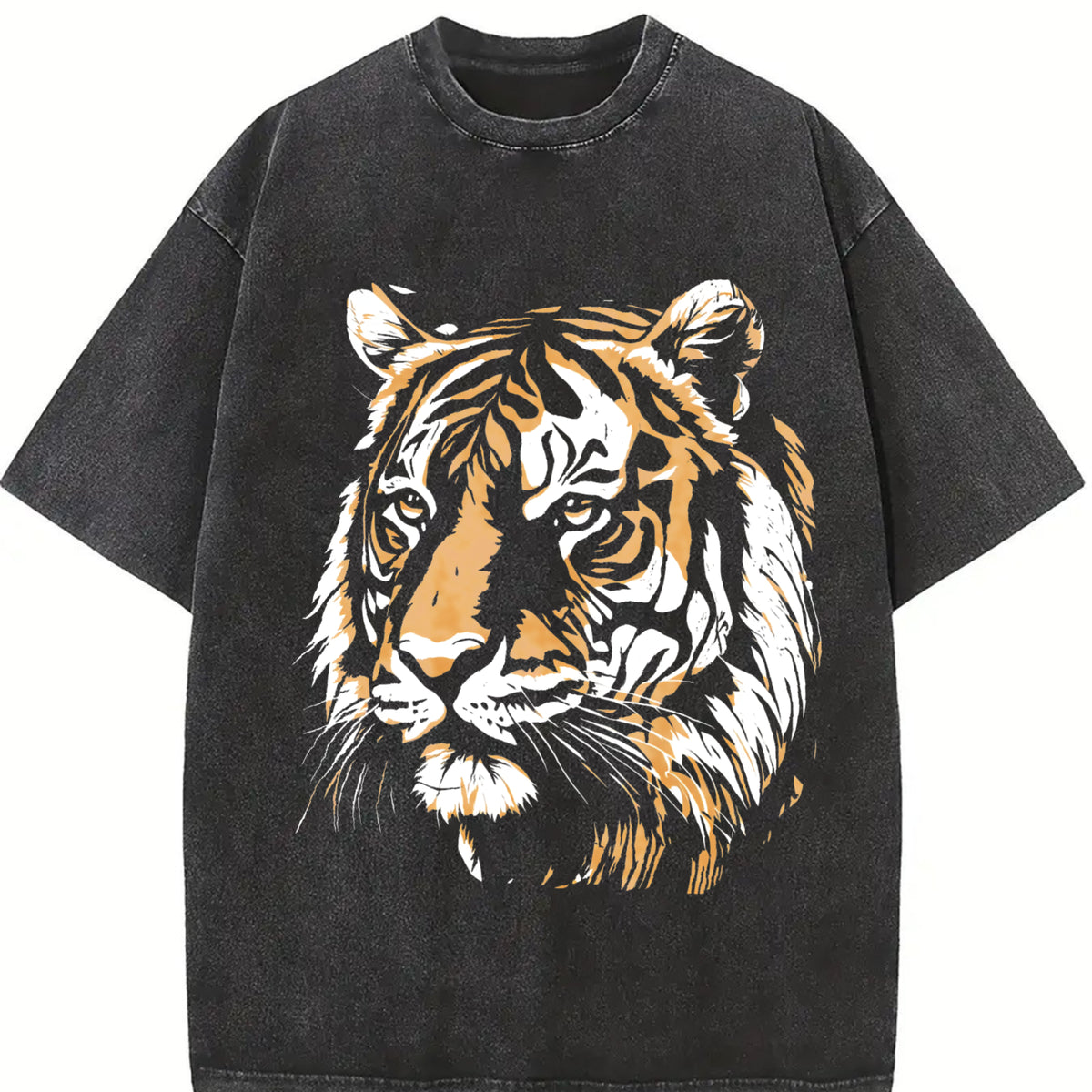 Tiger Retro Animal 90s Animal for Tiger Lover vintage washed oversized T-shirt in Black