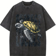 Respect the Locals Sea Turtle 90s Vintage Washed T-Shirt in Black