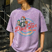 Father's Day Skull Fries Vintage Washed T-Shirt in Purple
