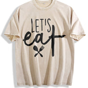 Let's Eat Let's Eat Humor Lets Eat Grandma Grandpa Vintage Washed T-Shirt in Beige