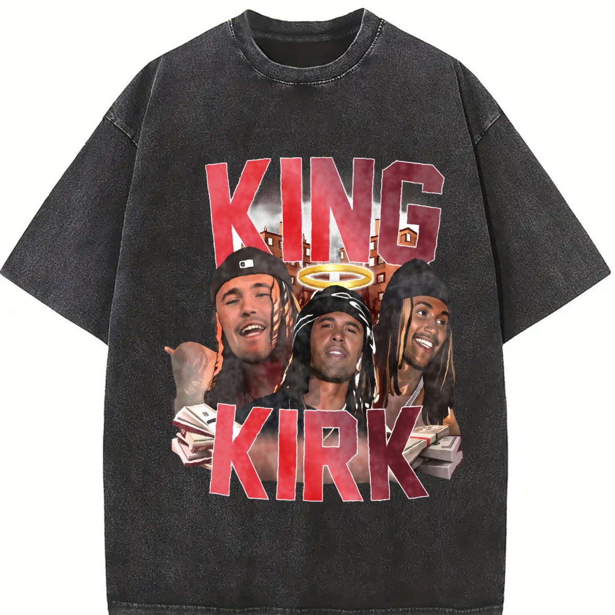 King Kirk Charlie From Oblock Kirkify Character Inspired vintage washed oversized T-shirt in Black