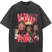 King Kirk Charlie From Oblock Kirkify Character Inspired vintage washed oversized T-shirt in Black