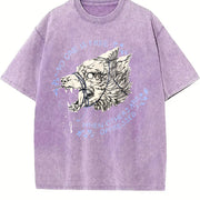 Faded Pure with a Wolf Head Vintage Washed T-Shirt in Purple
