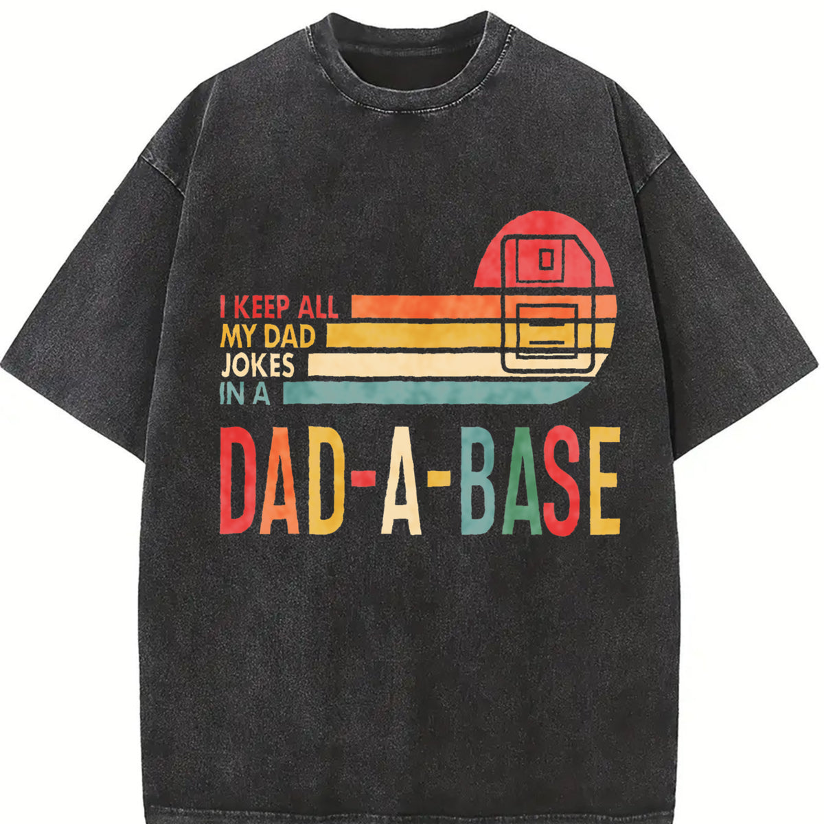 Dad's Secret Batik Retro Brand Vintage Washed T-Shirt in Black
