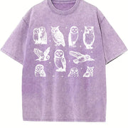 Owls 90s ® Tattoo Retro Mythical Owl Lovers Vintage Washed T-Shirt in Purple