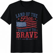 Land of the Free Because of the Brave 4th of July Cotton T-Shirt in Black