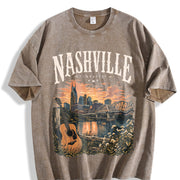 Nashville Tennessee Vintage Washed T-Shirt in Brown