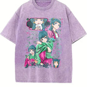 Anime The Apothecary Diaries Maomao Kawaii Harajuku vintage washed oversized T-shirt in Purple