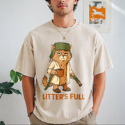 Full Cat Lovers Christmas Xmas Vintage Washed T-Shirt in Beige