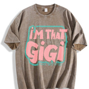 GIGI Text Spring/ vintage washed oversized T-shirt in Brown