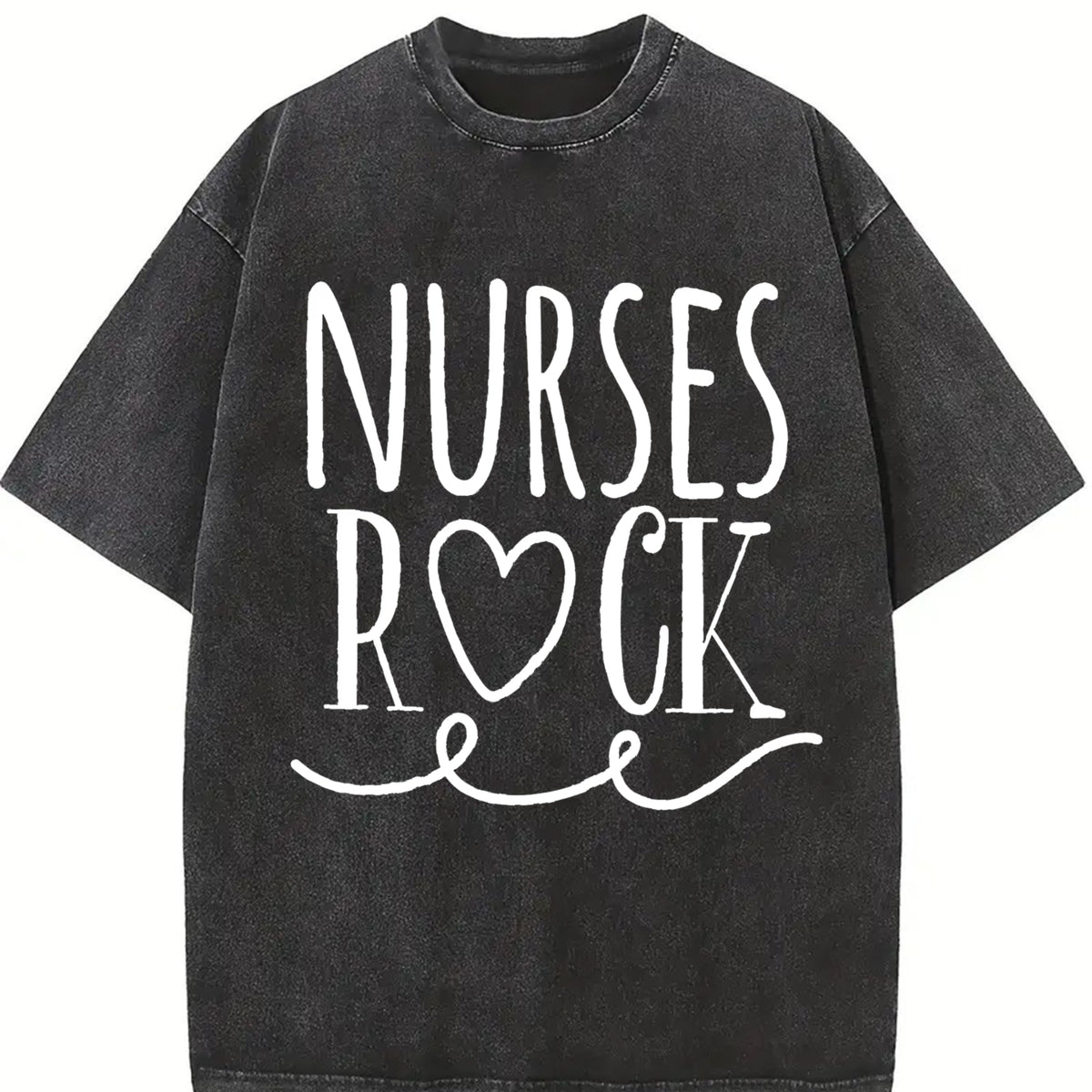 Nurses Rock Vintage Washed T-Shirt in Black