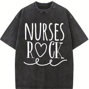 Nurses Rock Vintage Washed T-Shirt in Black