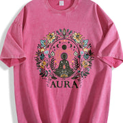 A Bohemian Floral Autumn Vintage Washed T-Shirt in Red