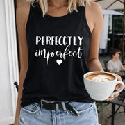 Sense Perfectly Imperfect Letters Vest Women's Color Cotton Tank Top in Black
