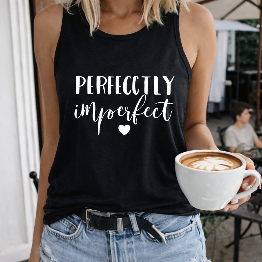 Sense Perfectly Imperfect Letters Vest Women's Color Cotton Tank Top in Black