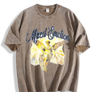 Mixed Emotion Angels Vintage Washed T-Shirt in Brown